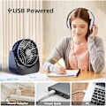 Pikkukuva 3 / 5: USB-tuuletin, Pieni tuuletin, 360° Kierto Kannettava Mini Hiljainen USB-tuuletin, 3 Nopeutta Työpöytätuuletin 1,5M USB-kaapelilla Toimistoon/Autoon/Matkalle/Leirintäalueelle (Tummansininen)