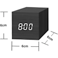 Miniatyrbild 5 av 5: Digital väckarklocka, Mini Modern Cube skrivbordsväckarklocka med trä LED-ljus, visar tid och temperatur för barn, sovrum, hem, sovsalar, resor