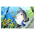Pikkukuva 3 / 5: Ghiblin Totorin sateenvarjo aurinko- ja sadevarjo anime Naapurini Totoro söpö päivittäinen taittuva sateenvarjo Sisäpinta musta pinnoite