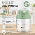 Miniatyrbillede 3 af 5: USB genopladelig elektrisk hakker, Mini grøntsagskutter, 250 ml kapacitet, Mini køkkenhakker med USB-oplader, foodprocessor, Ideel til løg,