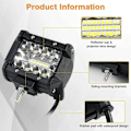 Miniatyrbilde 2 av 5: 2 stk 60W Spotlight LED arbeidslys, Spotlight Flood Combo tåkelys kjørelys, LED-frontlys lang rekkevidde lys sjåfør for terrengkjøretøy båt hytte