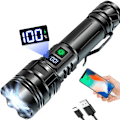 Miniatyrbilde 2 av 5: Høy Lysstyrke Oppladbar LED Lommelykt, 250 000 Lumen Lyssterk Vanntett Lommelykt med 5 Moduser og Digitalt Display