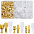 Miniatyrbilde 1 av 5: 480 stk Flat Socket, 2.8mm 4.8mm 6.3mm Hann og Hunn Flat Plugg Terminal Spade Kabel Lugs med Isolerende Hylsen Sortimentsett (Gull)
