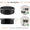 Miniatyrbillede 2 af 4: Hætte til Rundt Rør 40 mm 4 stk Sort