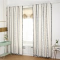 Miniatyrbillede 4 af 5: Bohemian Style Sorte Stribede Vinduesgardiner 2 Paneler med Kvast Bomuldslinned Gardin til Soveværelse Stanglomme Top 59X94 Tommer