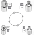 Miniatyrbilde 2 av 4: 4 stk. adaptersett for skralleadapter, adapter for skralle 1/2\" til 3/8\", 3/8\" til 1/2\", 1/4\" til 3/8\", 3/8\" til 1/4\" reduserende adaptere for stikkontakter og bits