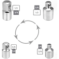 Miniatyrbillede 2 af 4: 4 stk. Ratchet Adapter Adapter Sæt Stik Adapter Ratchet 1/2\" til 3/8\",3/8\" til 1/2\",1/4\" til 3/8\",3/8\" til 1/4 \"Reducerende Adaptere til Stikdåser og Bits