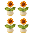 Miniatyrbillede 1 af 5: 4 stk. Mini Hæklet Solsikke Potteplanter, Kunstigt Hæklet med Håndlavede Kunstige Blomster til Bilpynt