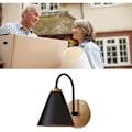 Miniatyrbillede 5 af 5: Jern Korridor Lampe, Buet Vægskærm, til Soveværelse, Stue, Studie, Uden Pære, Sort