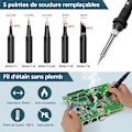 Miniatyrbild 3 av 5: Lödkolv Elektrisk Lödkolv Kit 80W 17 delar LCD-skärm Digital Display Justerbar Temperatur 180°C till 520°C Med Multimeter