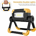 Miniatyrbillede 3 af 5: LED Genopladeligt Arbejdslys - 2 COB 2000 Lumen Overflade- & Spotbelysning 360° Rotation USB Ledningsfri Foldbar Lampe Batteri Sikkerhedslys
