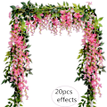 Miniatyrbillede 5 af 5: 4 Stykker 2 Meter / Stykke Kunstig Filigran Wisteria Girland Kunstig Wisteria Hængende Blomst Have Bryllup Blomsterdekoration