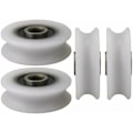 Miniatyrbillede 1 af 3: 4 stk. 4x20x6.5x7.4mm Hvide Indvendige Dia 4MM U-Rille Nylon Remskivehjul til Skydedør