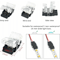 Miniatyrbillede 2 af 5: 2-polet LED-Stripsforbindelse, Pakke med 10 2-polet LED-Stripsforbindelse til 10mm SMD 5050/3528 LED-Strips Enkeltfarvet Vandafvisende og Ikke-vandafvisende