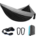 Miniatyrbild 1 av 2: Utomhus Hängmatta för Trädgård Resor Ultralätt Dubbellager Hållbar Fallskärmsnylon Max Last 300KG 270x140cm 2 Karabiner 2 Remmar Camping Hängmatta Vandring