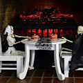 Pikkukuva 3 / 5: 18 x 96 tuuman Halloween-pitsi hämähäkinverkko takan reunus ja 40 tuuman pitsi hämähäkinverkko pöytäliina, 2 kappaletta