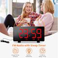 Miniatyrbild 3 av 5: Digital väckarklocka, väckarklockor för sovrum med FM-radio, dubbla larm, 6'' LED-skärm, USB-port för laddning, 4 ljusstyrkor, 12/24H, automatisk dimmer