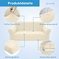 Miniatyrbild 2 av 5: Stretch, Vattentät och Repbeständig Soffa Överdrag för 1 Sitsig Soffa Elegant Mönster Med Halkskydd Skumstavar (1 Sitsig Soffa, Beige)