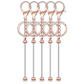 Miniatyrbild 1 av 5: 6 st Beadable Keychain Bars Blanks Bead Keychain Metall Beadad Keychain för DIY Hänge Smycken Tillverkning, Roséguld