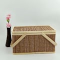 Miniatyrbild 5 av 5: Bärbar förvaringskorg i bambu, picknickkorg, snacks, fruktkorg, förvaring i hemmet, kök, sovrum, kontor
