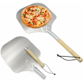 Miniatyrbilde 1 av 5: 1 stk. pizzaspade, firkantet pizzaspade i aluminium 65 x 30,5 cm, pizzaspade med langt treskaft, pizzaspade i aluminium pizzaspade DRIVE