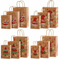 Miniatyrbilde 1 av 5: Julegaveposer, 12 stk Kraftpapirposer med håndtak, Store julekraftposer, 3 forskjellige størrelser gaveposer Bursdagspose for godteri til jul
