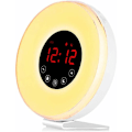Miniatyrbillede 1 af 4: Vækkeur Lys Morgen- og Aftensolsimulator LED Sengelampe Touch Control med 10 Lysstyrkeniveauer Snooze-funktion, Digital FM-radio, 6 Naturlyde,