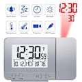 Miniatyrbillede 3 af 4: Projektionsure, Elektronisk Vækkeur med Dobbelt Alarm, 12/24 Timer, Dato, Indendørs Temperatur- og Fugtighedsindikator (Sølv)-