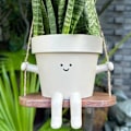 Miniatyrbild 4 av 5: Gungande Planter Swing Face Plantkruka - Söta Hartsplanter i Harts för Inomhus- och Utomhusväxtstöd, Suckulenter