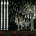Pikkukuva 1 / 5: Meteori Sade LED-Suihkuvalot 192 LEDiä 30cm 8 Putkea Ulkokäyttöön Joulu Raindrops Cascading Hääjuhliin Puutarhaan Joulukuuseen Juhlaan