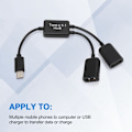 Pikkukuva 3 / 5: Tyyppi C Otg Usb 3.1 Uros A Kaksinkertainen 2.0 Otg Lataushubi 2 Porttia Kaapelin Y-jakaja