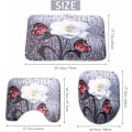 Miniatyrbillede 4 af 5: 3D Butterfly Blomst Vandafvisende Stof Bruseforhæng Badeværelsesgardiner Sæt Blomst Landskab Antislip Måtte Toiletlåg Dæksel