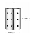 Miniatyrbillede 2 af 4: Rustfrit stålbestik dræner køkkenredskabsholder bestikkurve arrangører rund opbevaringshylde til skeer knive gafler (M)-Fei Yu