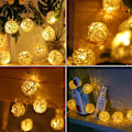 Miniatyrbild 3 av 5: Inomhus String Lights 40 Varmt Vita LED Rattan Bollar IP20 Klassificering 5M Jul Hem Sovrum Vardagsrum Dekoration