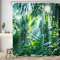 Miniatyrbild 4 av 5: Duschdraperi 180x200cm Djungelskog, Tropiska Växter Gröna Bananblad Badrumsdraperi Vattentätt Mögelbeständigt Tvätbart Polyestertyg C