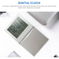 Miniatyrbild 3 av 5: Mini resealarmklocka, hopfällbar digital LCD-skärm skrivbordsklockor med snooze-bakgrundsbelysning temperatur datum timer 12/24 timmar