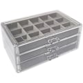 Miniatyrbillede 1 af 5: Akryl Flannel Opbevaringsboks Multi-Frame Tre-Design Afslutningsboks Halskæde Øreringe Ring Display Bakke