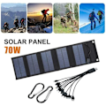 Miniatyrbillede 2 af 5: 70W Foldbar Solcellepanel Oplader med 5V DC Output (10 Stik) og USB Port, Bærbar Kraftstation