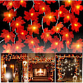 Miniatyrbild 1 av 5: Lönnljus, 6M 40 LED Lönnlöv Strängljus, Lönnlöv Strängljus, Höststrängljus, för Thanksgiving, Halloween, Jul, Heminredning, Höst D
