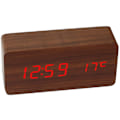 Miniatyrbild 1 av 5: Kvadratisk träbordsur LED digital display väckarklocka temperaturdisplay klocka för sovrumsdekoration klocka brun