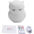 Miniatyrbillede 1 af 5: Ugle LED Nattelys Touch Sensor Fjernbetjening 9 Farver Justerbar Timer Genopladelig Silikone Lampe