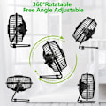 Miniatyrbild 3 av 5: Mini USB-fläkt, 360 graders rotation, 14,5 cm kraftfull bärbar tyst fläkt, metallbordfläkt för kontor, hem, sovrum, bil, USB-driven (svart)