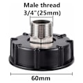 Miniatyrbillede 2 af 5: IBC S60X6 Vandtankadapter Grov Gevind med Slangetilslutning Rustfrit Stål Ventil Tud Tilbehør (3/4\" Ydre Gevind)