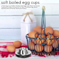 Miniatyrbilde 5 av 5: Pakke med eggkoppholdere, rustfritt stål eggkopp tallerken serveringsutstyr holdere tilbehør for hardt mykt kokt