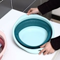 Miniatyrbillede 3 af 5: Foldbar vaskeskål, sammenklappelig vaskeskål, Multifunktionel Medium Foldbar Rund Skål, Pladsbesparende Bærbar Foldbar Skål til Vask af Grøntsager