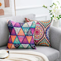 Miniatyrbillede 4 af 5: Pudebetræk 40x40cm Bohemian Mandala Blomster og Etnisk Stil Pudebetræk Bomuld Linned Dekorativt Firkant Pudebetræk til Sofa Hjem Stue Pil