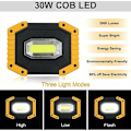 Miniatyrbillede 4 af 5: Genopladelig LED-projektør 30W 2000LM T-SUN Byggeplads Projektør Arbejdslys med 4X 18650 Batteri 3 Tilstande Bærbar Lanterne USB LED Projektør