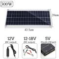 Miniatyrbilde 2 av 5: 300W bærbar solcellepanel Dual 12/5V DC USB-lading Vanntett Nødlading Utendørs Batterilader for bil