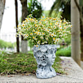 Miniatyrbild 4 av 5: Blomkruka Växtkruka Hushåll Flicka Design Dekorativ Kruka Grå
