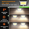 Miniatyrbillede 3 af 5: 100 LED Solcellelys Udendørs - 3 Sensortilstande Sikkerhedslygter, IP65 Vandafvisende Super Lysstyrke Lys med 5 m Kabel Nem at Installere Udendørs Væglygte til